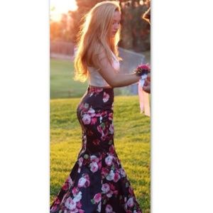 Navy floral prom dress (xscape brand)